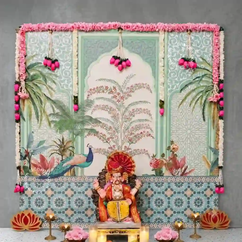 Peacock Theme Ganesh Decoration